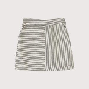 Pleated Striped Skirt Black and White Mini
